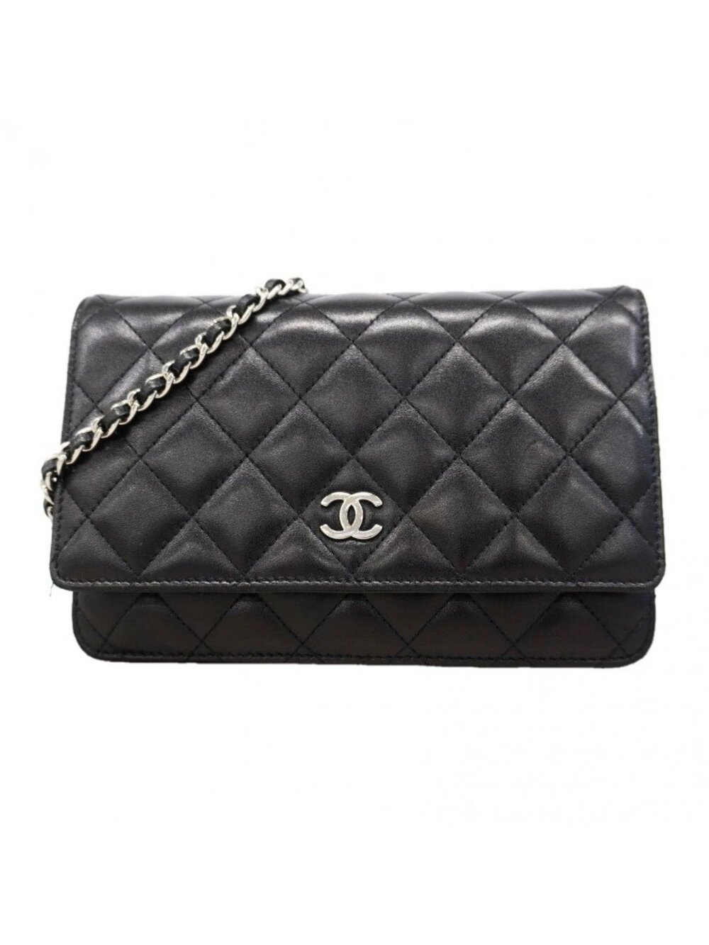 Chanel Wallet on Chain Quilted Lambskin Black Silver